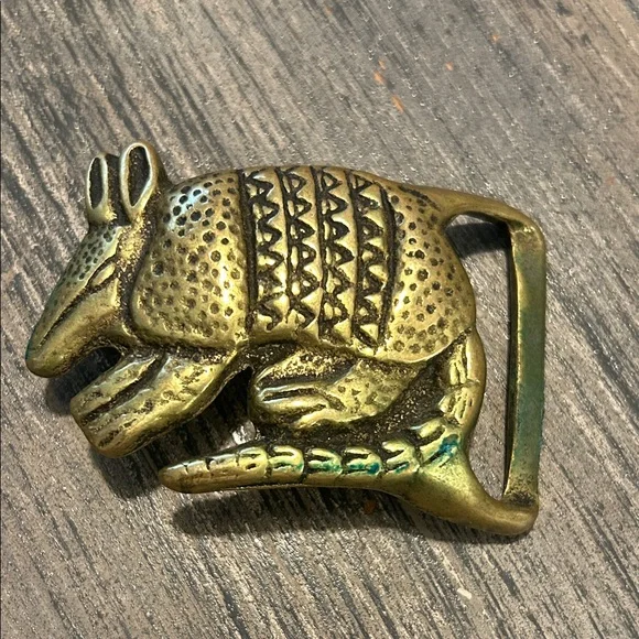 Vintage 1970’s Solid Brass Armadillo Belt Buckle -